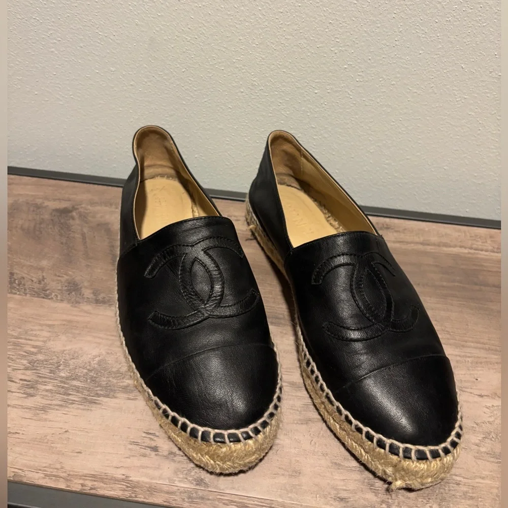 Chanel Espadrilles Black Leather